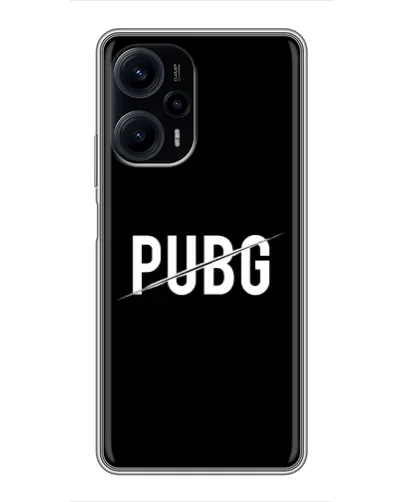 Чехол для Xiaomi POCO F5 с картинкой «PUBG — белый логотип»