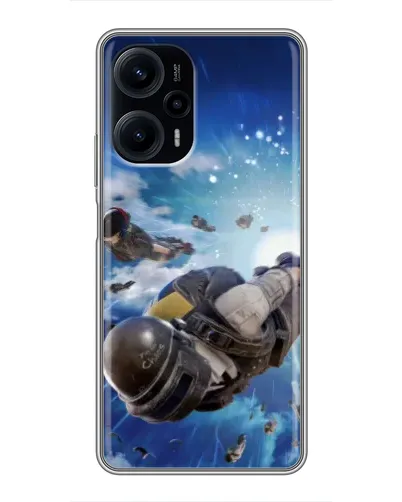 Чехол для Xiaomi POCO F5 с картинкой «Десант PUBG — прыжок»