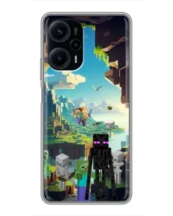 Чехол для Xiaomi POCO F5 с картинкой «Эндермен в лесу»