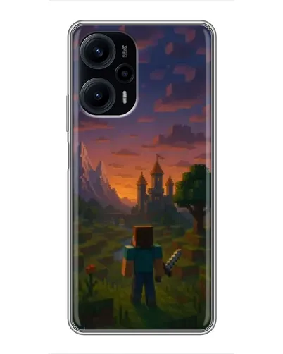 Чехол для Xiaomi POCO F5 с картинкой «Стив у башни» Чехол для Xiaomi POCO F5 с картинкой «Стив у башни»