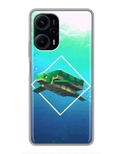 Чехол для Xiaomi POCO F5 с картинкой «Черепаха Minecraft»