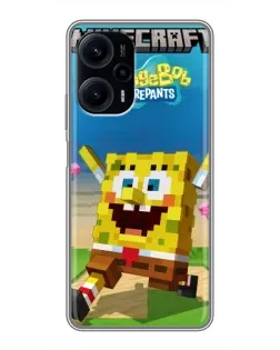 Чехол для Xiaomi POCO F5 с картинкой «Губка Боб Minecraft»
