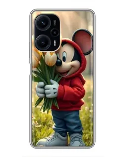 Чохол для Xiaomi POCO F5 з картинкою «Міккі з тюльпанами»