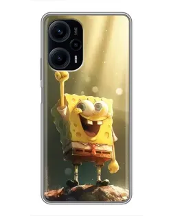 Чехол для Xiaomi POCO F5 с картинкой «Сияющий Спанч Боб»