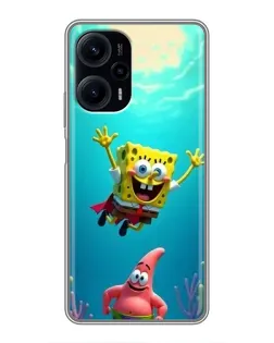 Чехол для Xiaomi POCO F5 с картинкой «Спанч Боб под водой»