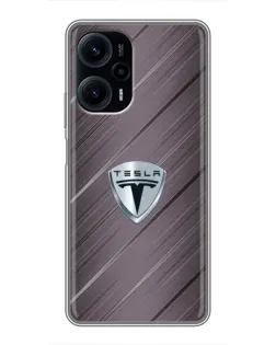 Чехол для Xiaomi POCO F5 с картинкой «Металлическая текстура Tesla»