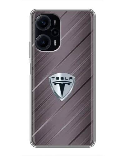 Чехол для Xiaomi POCO F5 с картинкой «Металлическая текстура Tesla»