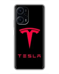 Чехол для Xiaomi POCO F5 с картинкой «Tesla Red Logo»