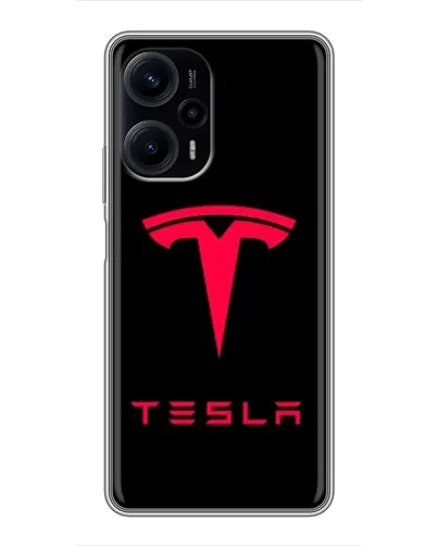 Чехол для Xiaomi POCO F5 с картинкой «Tesla Red Logo»
