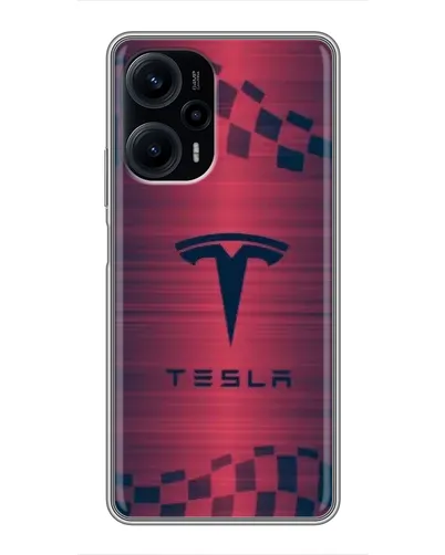 Чехол для Xiaomi POCO F5 с картинкой «Тесла красный карбон»