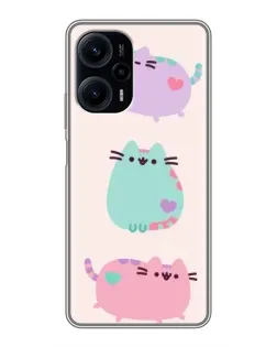 Чехол для Xiaomi POCO F5 с картинкой «Pusheen трио»