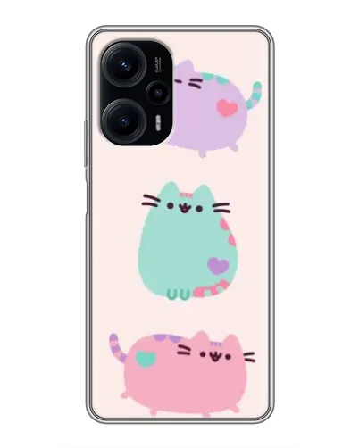 Чехол для Xiaomi POCO F5 с картинкой «Pusheen трио»