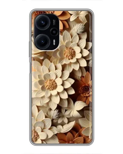 Чехол для Xiaomi POCO F5 с картинкой «Бежевый флористический декор»