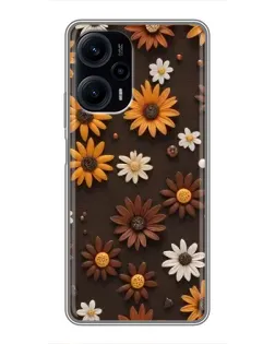 Чехол для Xiaomi POCO F5 с картинкой «Узор из маленьких подсолнухов» Чехол для Xiaomi POCO F5 с картинкой «Узор из маленьких подсолнухов»