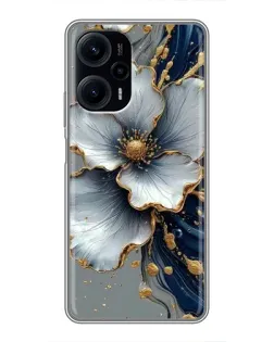 Чехол для Xiaomi POCO F5 с картинкой «Белый цветок и золотой флюид» Чехол для Xiaomi POCO F5 с картинкой «Белый цветок и золотой флюид»