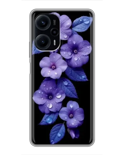 Чехол для Xiaomi POCO F5 с картинкой «Фиолетовые цветы с росою»