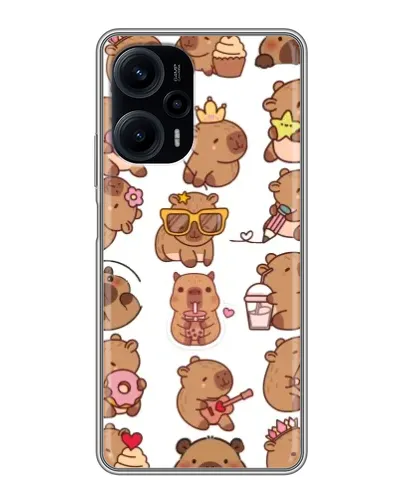 Чехол для Xiaomi POCO F5 с картинкой «Стикерпак с капибарами» Чехол для Xiaomi POCO F5 с картинкой «Стикерпак с капибарами»