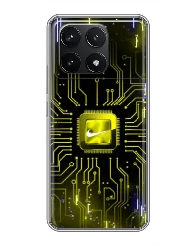 Чехол для Xiaomi POCO F6 Pro с картинкой «Nike — золотая искра»