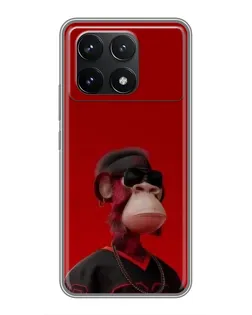 Чехол для Xiaomi POCO F6 Pro с картинкой «Bored Ape в красном» Чехол для Xiaomi POCO F6 Pro с картинкой «Bored Ape в красном»