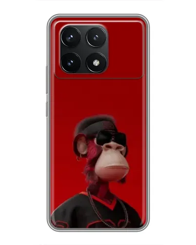 Чехол для Xiaomi POCO F6 Pro с картинкой «Bored Ape в красном»