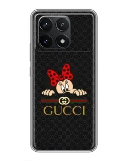 Чехол для Xiaomi POCO F6 Pro с картинкой «Минни Маус Gucci — черный»