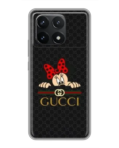 Чехол для Xiaomi POCO F6 Pro с картинкой «Минни Маус Gucci — черный»