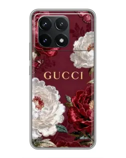 Чохол для Xiaomi POCO F6 Pro з картинкою «Gucci — бордові троянди»