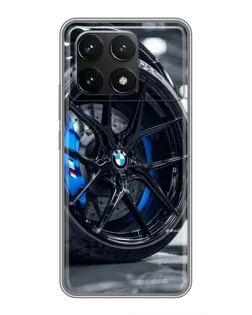 Чехол для Xiaomi POCO F6 Pro с картинкой «Колесо BMW вблизи»