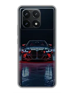 Чехол для Xiaomi POCO F6 Pro с картинкой «BMW на мокрой дороге»