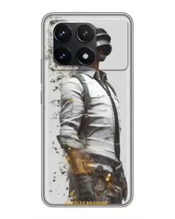 Чехол для Xiaomi POCO F6 Pro с картинкой «PUBG — боец в пыли»
