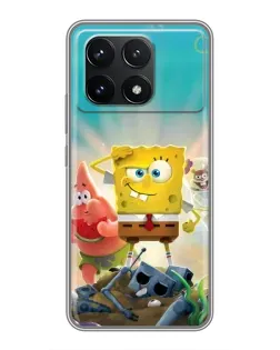 Чехол для Xiaomi POCO F6 Pro с картинкой «Спанч Боб победитель»