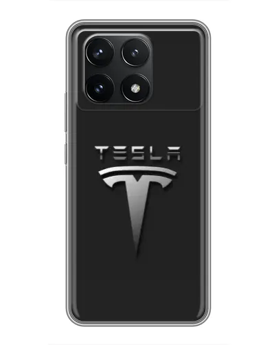 Чехол для Xiaomi POCO F6 Pro с картинкой «Стальной логотип Tesla»