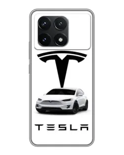 Чехол для Xiaomi POCO F6 Pro с картинкой «Tesla White Style»