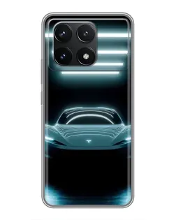 Чехол для Xiaomi POCO F6 Pro с картинкой «Tesla в неоне»
