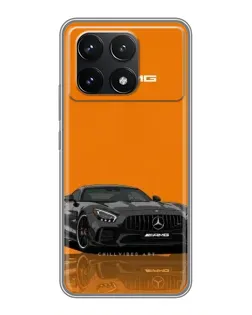 Чехол для Xiaomi POCO F6 Pro с картинкой «Оранжевый Mercedes AMG»