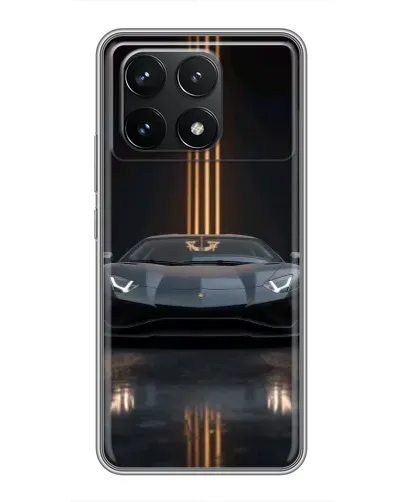 Чехол для Xiaomi POCO F6 Pro с картинкой «Lamborghini золотые линии»