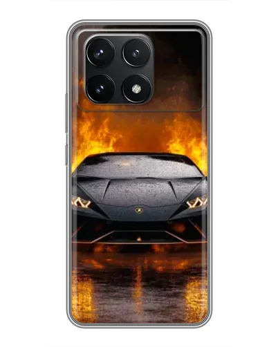 Чехол для Xiaomi POCO F6 Pro с картинкой «Lamborghini в огне»
