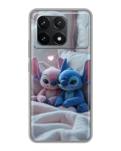 Чехол для Xiaomi POCO F6 Pro с картинкой «Плюшевые Стич Ангел»
