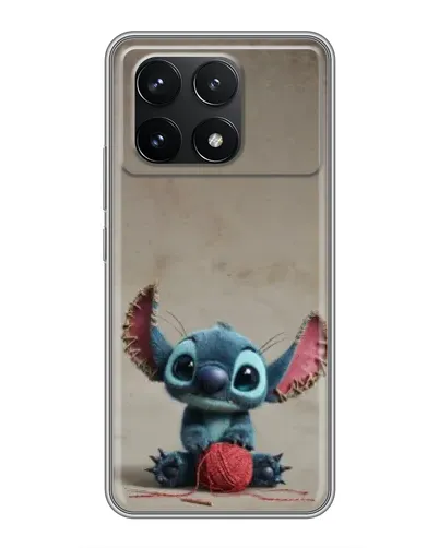 Чехол для Xiaomi POCO F6 Pro с картинкой «Стич на коричневом фоне»