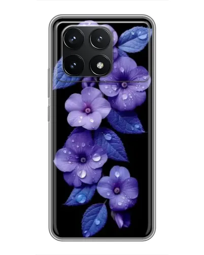 Чехол для Xiaomi POCO F6 Pro с картинкой «Фиолетовые цветы с росою»