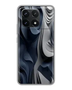 Чехол для Xiaomi POCO F6 Pro с картинкой «Объемные синие складки»