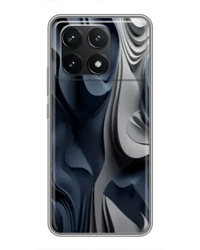 Чехол для Xiaomi POCO F6 Pro с картинкой «Объемные синие складки»
