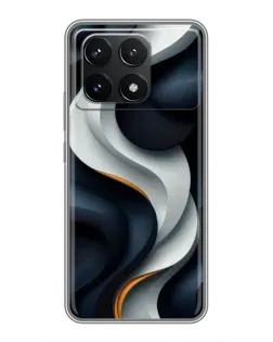 Чехол для Xiaomi POCO F6 Pro с картинкой «Объемные черно-белые ленты»