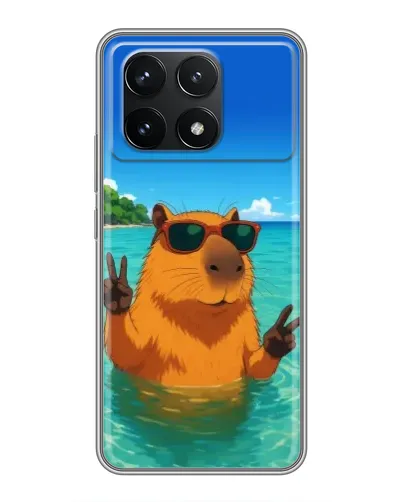 Чехол для Xiaomi POCO F6 Pro с картинкой «Морская капибара»