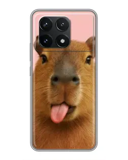 Чехол для Xiaomi POCO F6 Pro с картинкой «Капибара с языком»