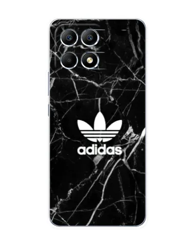 Чехол для Xiaomi POCO F6 с картинкой «Белый мрамор Adidas»
