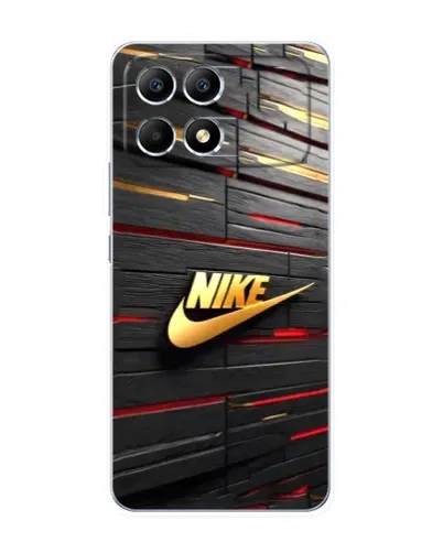 Чехол для Xiaomi POCO F6 с картинкой «Золотой Nike на металле»