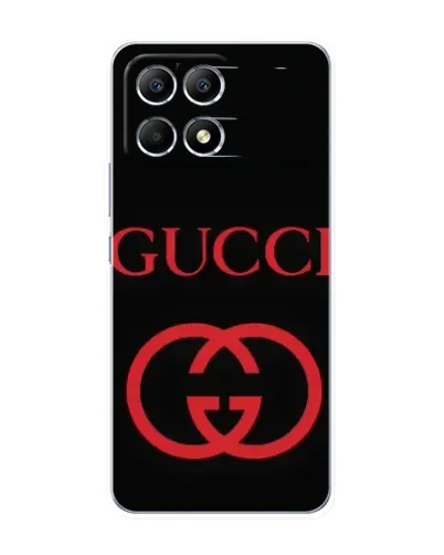 Чехол для Xiaomi POCO F6 с картинкой «Gucci — красный логотип»