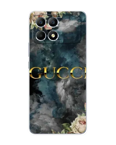 Чехол для Xiaomi POCO F6 с картинкой «Абстрактные цветы Gucci»