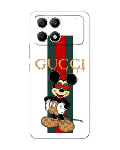 Чехол для Xiaomi POCO F6 с картинкой «Микки Маус Gucci — полосы»